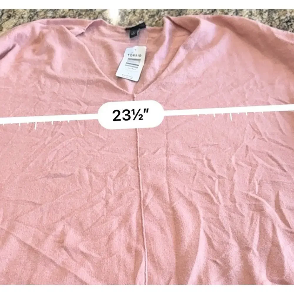 Torrid Pink V Neck Slouchy Pullover Sweater NWT Size 1 1X Plus 14 16 Knit Casual